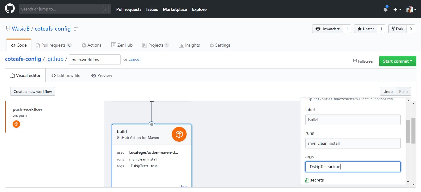 Maven action command to Build